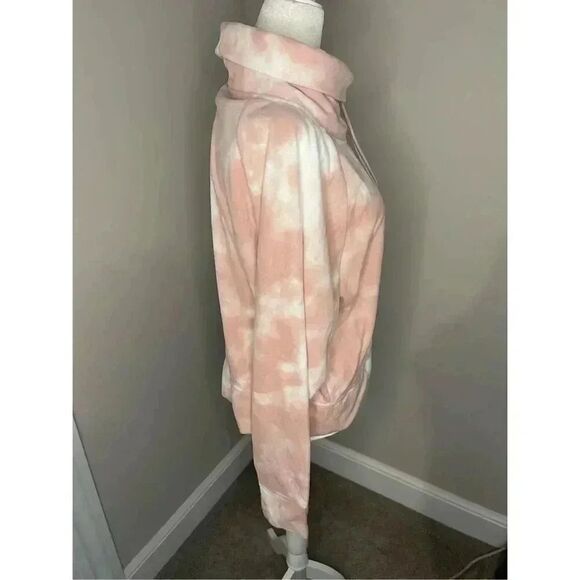 Old Navy Women's Pink Tie Dye Fleece Jacket Size L Mock Neck - Picture 4 of 7